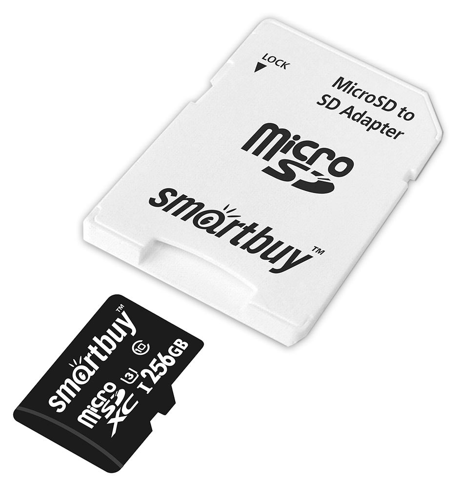 Карта-памяти MicroSDXC 256Гб Smart Buy Class 10 Pro UHS-I U3 (70/90 Mb/s) + SD адаптер